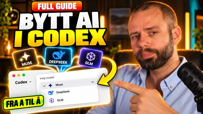 Alexander i studio med guiden «Bytt AI i Codex»