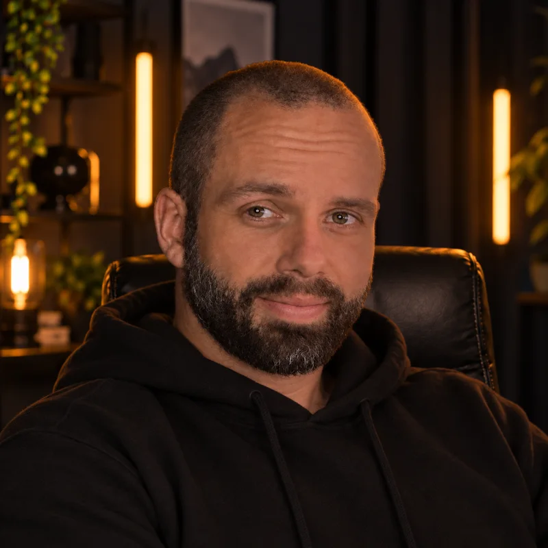 Alexander Balsnes i svart hoodie i studio — profilbildet fra TikTok